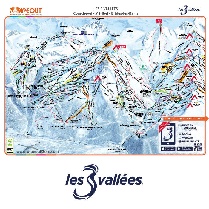 Three Valleys - Microfibre Piste Map by WIPEOUT