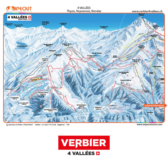 Verbier 4 Valleys - Microfibre Piste Map by WIPEOUT