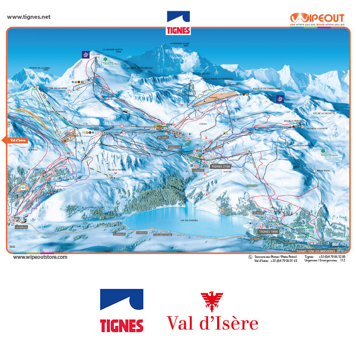 Tignes Val d’Isère - Plan des Pistes en Microfibre par WIPEOUT