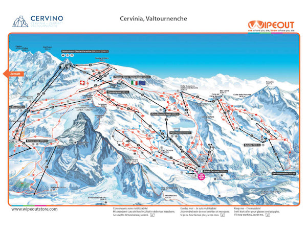 Zermatt Cervinia - Plan des Pistes en Microfibre par WIPEOUT