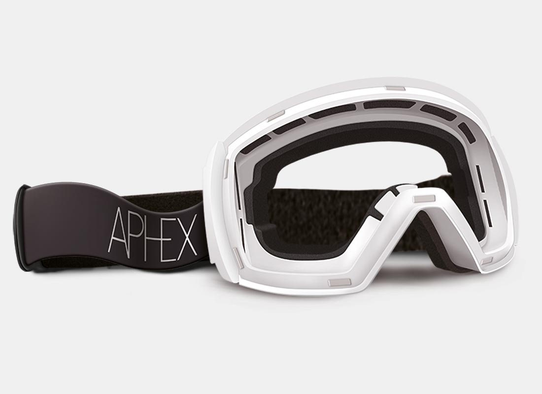 STYX Frame in White with Revo Blue Lens Pack (Cat.2 and Cat.1) plus choice of strap.
