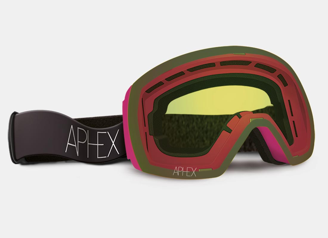 STYX Frame in Strawberry with Revo Gold Lens Pack (Cat.3 and Cat.1) plus choice of strap.Gold + Yellow Lens Pack