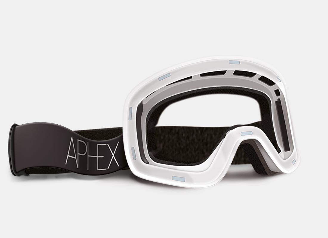 Virgo Frame in Matt White with Revo Gold Lens Pack (Cat.3 and Cat.1) plus choice of strap.