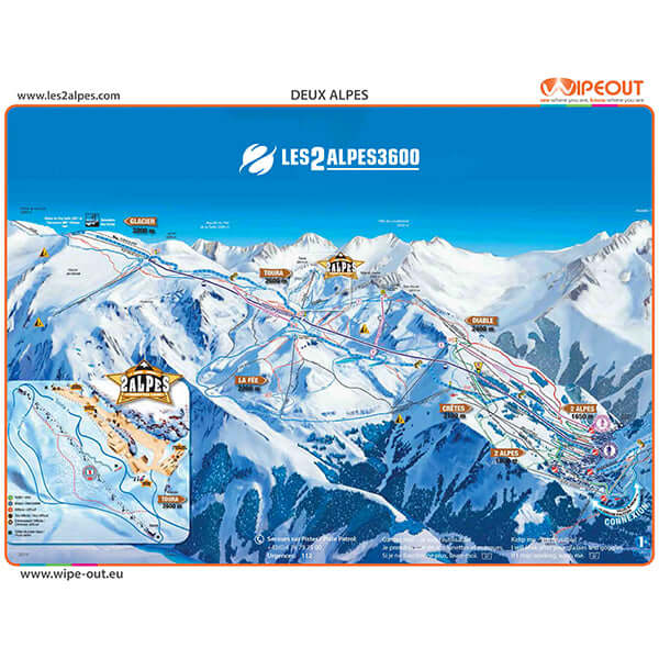 Les Deux Alpes - Microfibre Piste Map by WIPEOUT