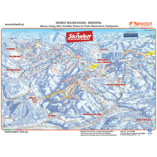Ski Welt - Plan des Pistes en Microfibre par WIPEOUT