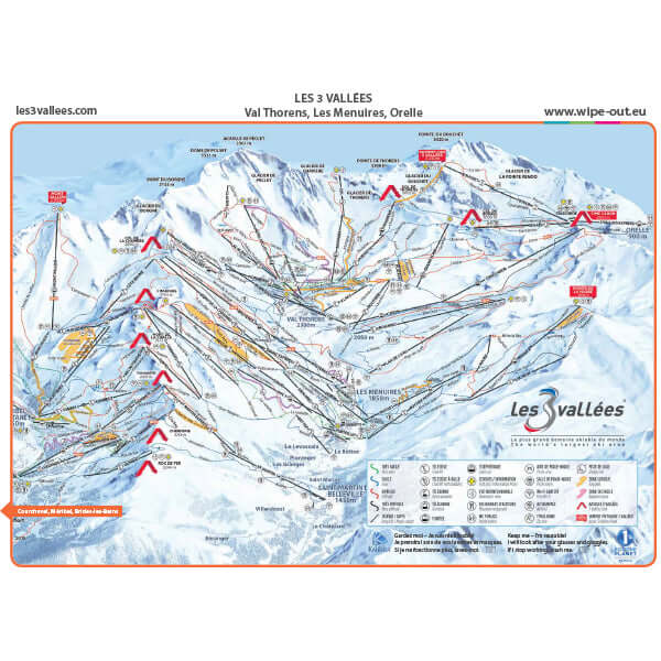 Trois Vallées - Plan des Pistes en Microfibre par WIPEOUT