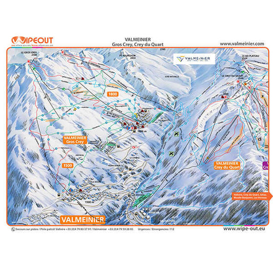 Valloire / Valmeinier - Plan des Pistes en Microfibre par WIPEOUT