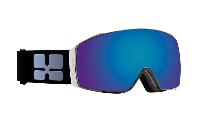 Orion Frame in Matt White with Revo Blue Lens Pack (Cat.3 and Cat.1) plus choice of strap.