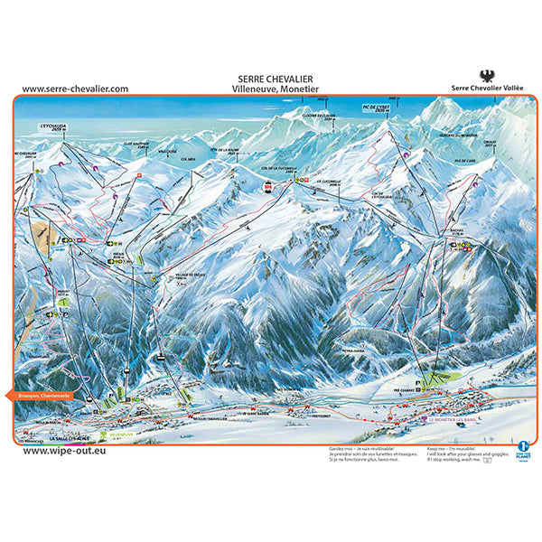 Serre Chevalier - Microfibre Ski Piste Map by WIPEOUT