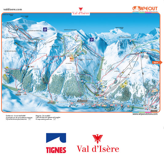 Tignes Val d’Isère - Plan des Pistes en Microfibre par WIPEOUT