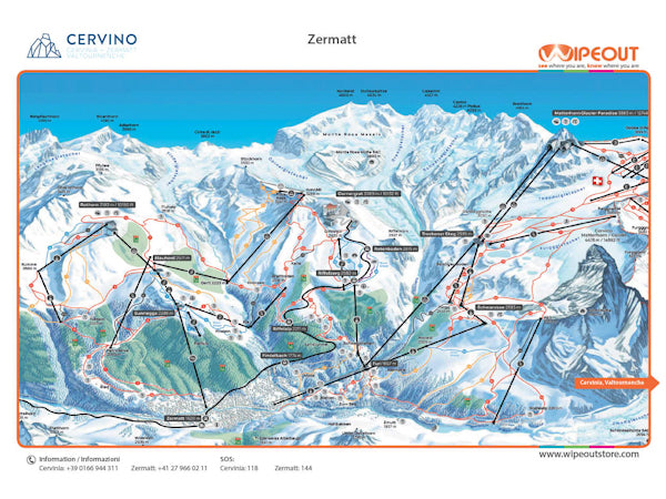 Zermatt Cervinia - Plan des Pistes en Microfibre par WIPEOUT