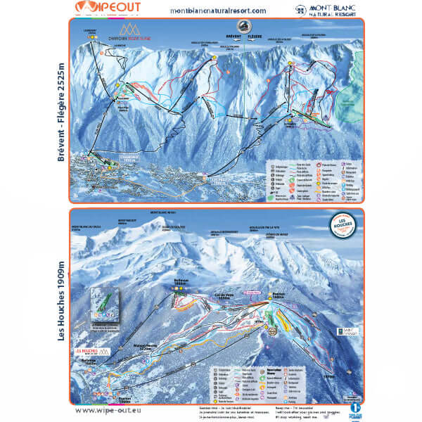 Image of the Brevent Flegere and Les Houches ski piste map in the Mont Blanc Natural Resort