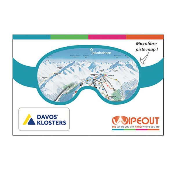 Image of Davos Kloster Wipeout Piste Map in its Ski Goggle fronted packaging.