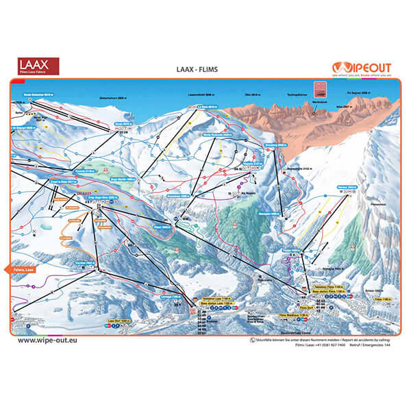 Image of the Wipeout Laax Flims Ski Report Microfibe Piste Map