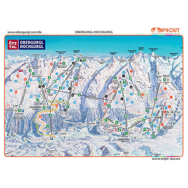 Image of the Wipeout obergurgl ski resort piste map.