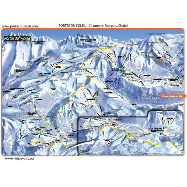 Portes du Soleil - Plan des Pistes en Microfibre par WIPEOUT