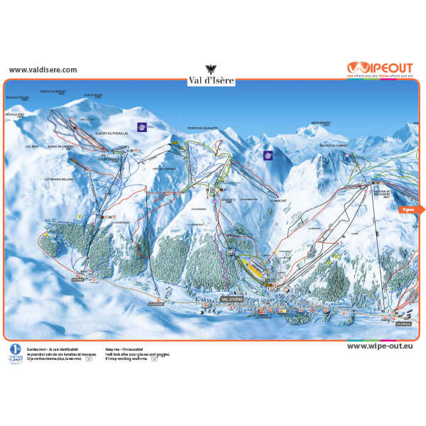 Tignes Val d’Isère - Plan des Pistes en Microfibre par WIPEOUT