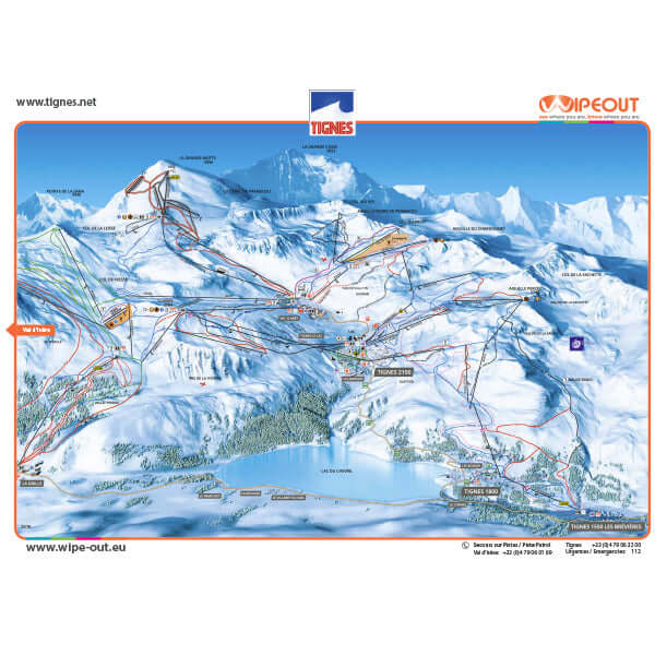 Tignes Val d’Isère - Plan des Pistes en Microfibre par WIPEOUT