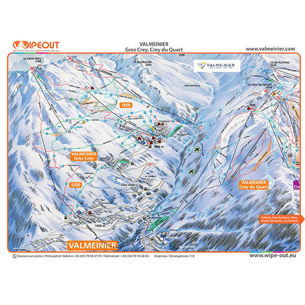 Valloire / Valmeinier - Plan des Pistes en Microfibre par WIPEOUT