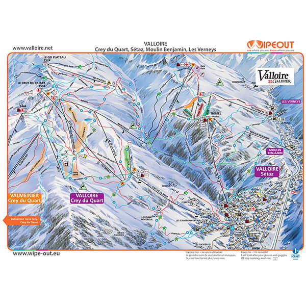 Valloire / Valmeinier - Plan des Pistes en Microfibre par WIPEOUT