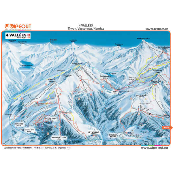 Verbier 4 Valleys - Plan des Pistes en Microfibre par WIPEOUT