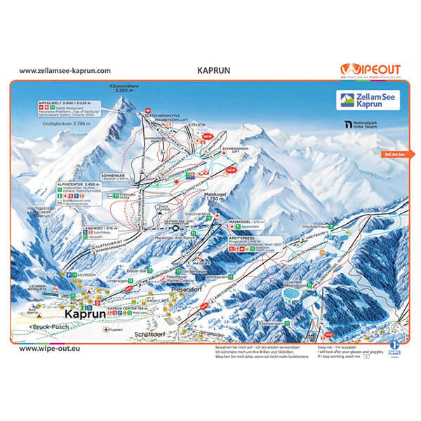 Zell am See Kaprun - Plan des Pistes en Microfibre par WIPEOUT