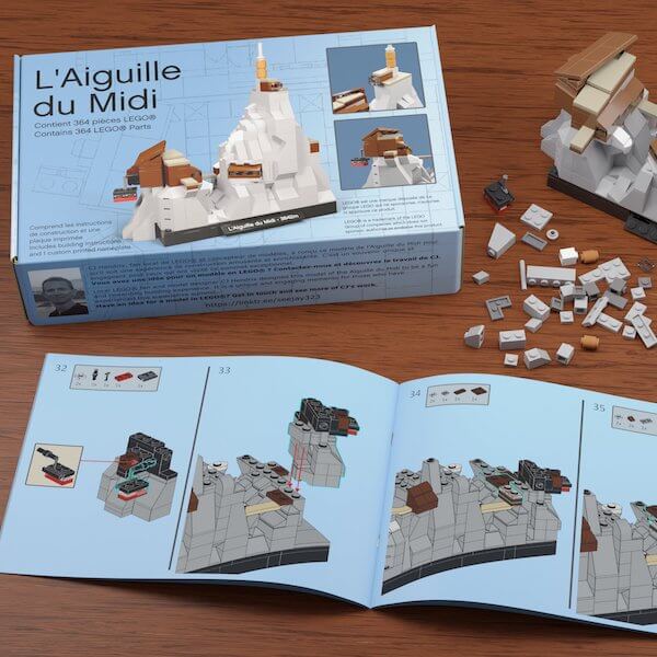 Aiguille du Midi LEGO® set, personalised box and instructions